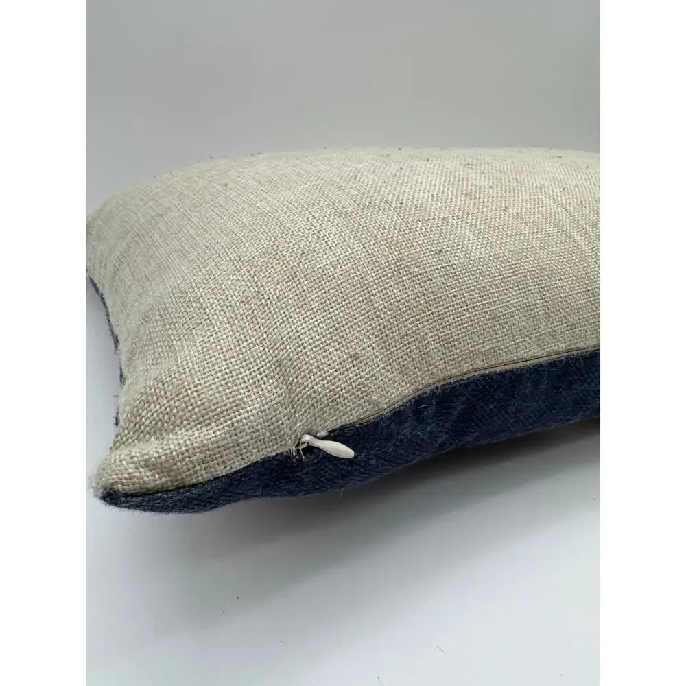 Burlap Linen Dark Blue World Map 18